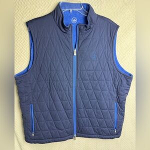 Peter Millar Mens  Blue Zip Quilted Fleece Golf Reversible Vest Size XL*